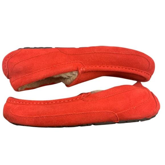 UGG Australia Men's Ascot Slippers Samba Red 1101110 Shoe Sheepskin Suede‎ SZ 9 - Picture 3 of 8